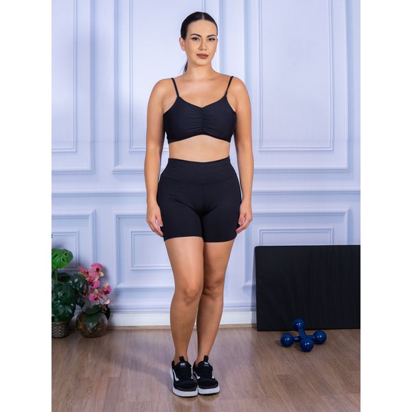 Conjunto Shorts e Top Alça Costa Aberta Suplex Preto