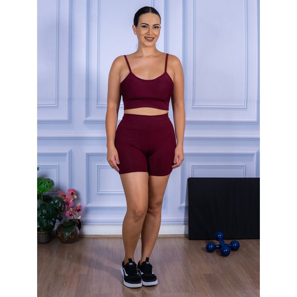 Conjunto Shorts e Top Alça Suplex Bordo