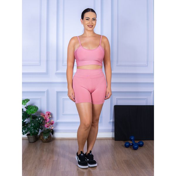 Conjunto Shorts e Top Alça Suplex Rosa