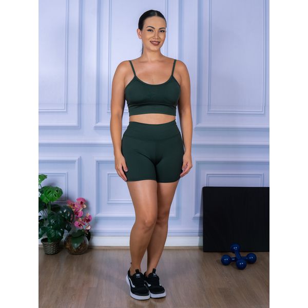 Conjunto Shorts e Top Alça Suplex Verde Militar