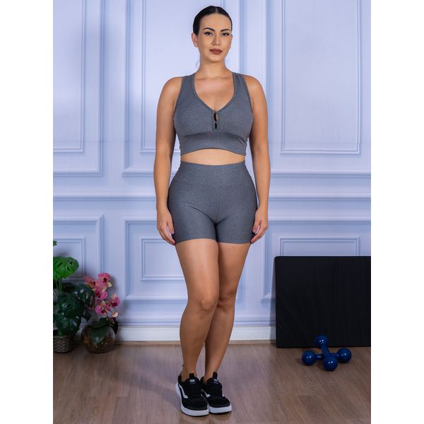 Conjunto Shorts e Top Nadador Suplex Cinza Mescla