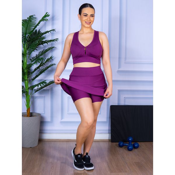 Conjunto Shorts Saia e Top Nadador Suplex Roxo