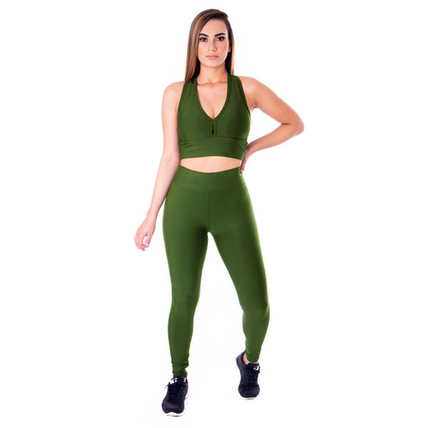 Conjunto Suplex Liso Verme Militar