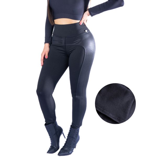 Calça Montaria Flanelada Com Cirre Liso Preto