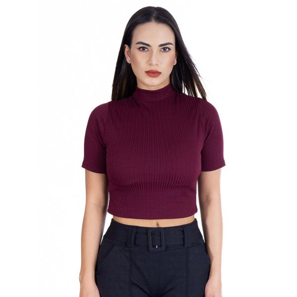 Cropped Gola Canelado Bordo