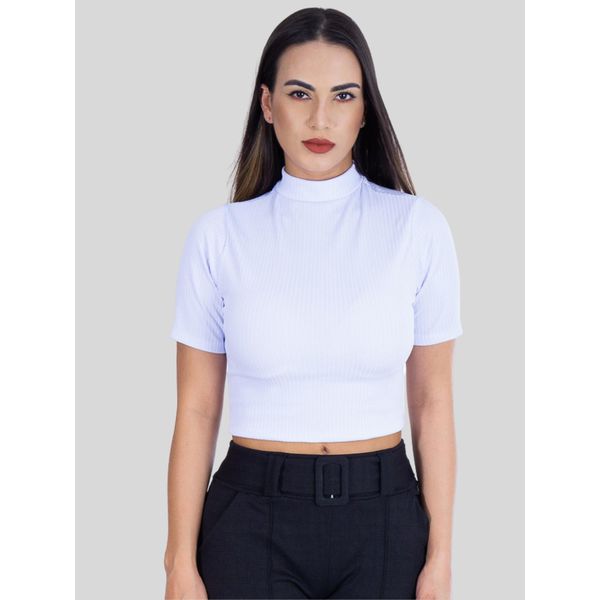 Cropped Gola Canelado Branco