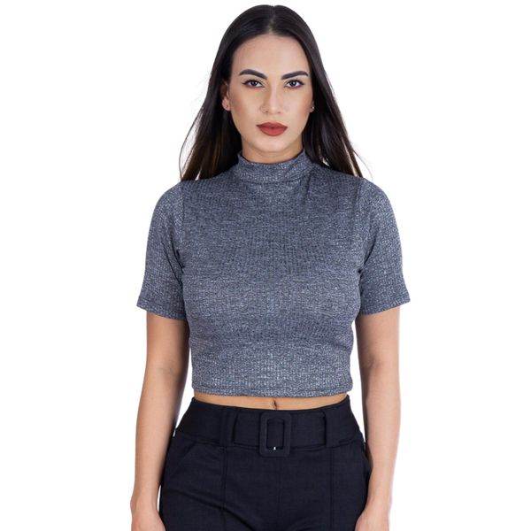 Cropped Gola Canelado Cinza