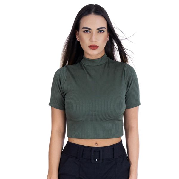 Cropped Gola Canelado Verde