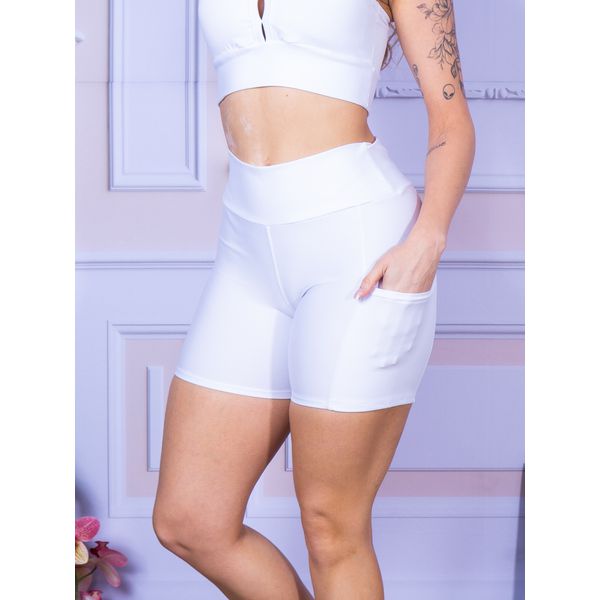 Short Suplex Com Bolso Branco