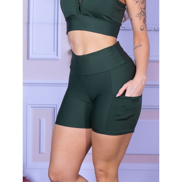 Short Suplex Com Bolso Verde Militar