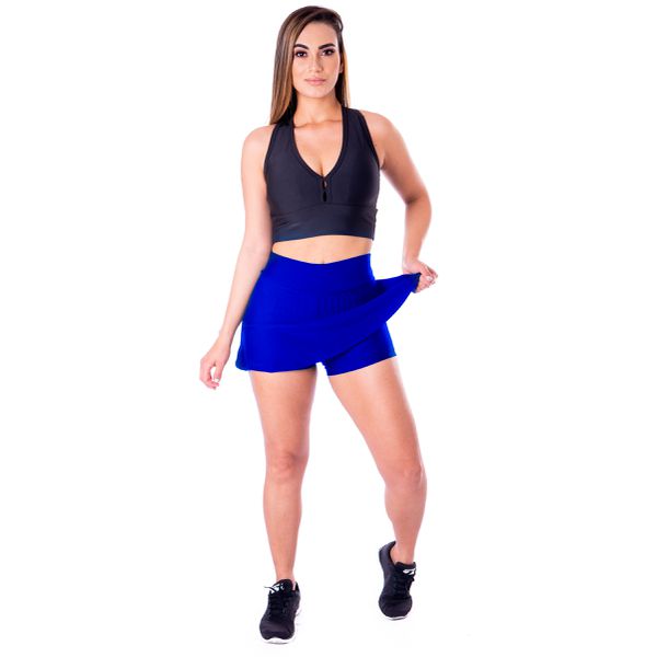 Short Saia Suplex Liso Azul Royal