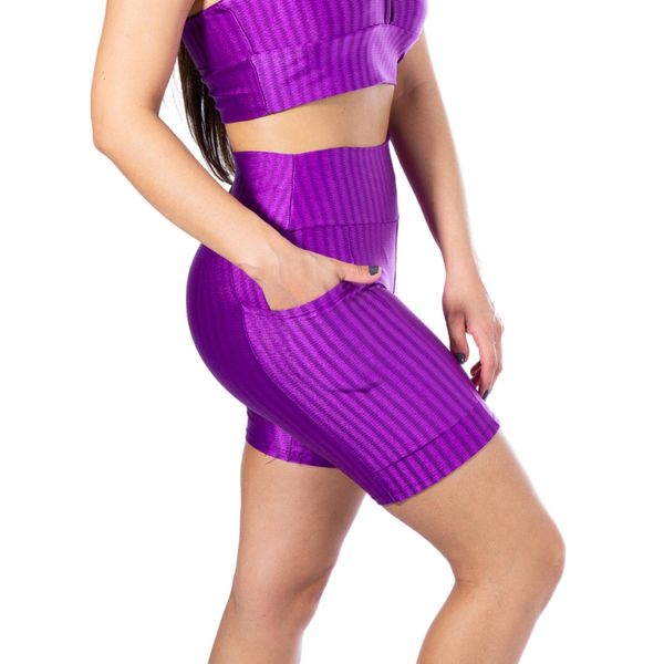 Short com Bolso Feminino de Academia Cirrê 3D Roxo