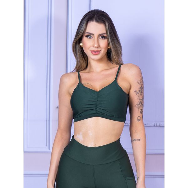 Top Alça Com Bojo Costa Aberta Suplex Verde Militar