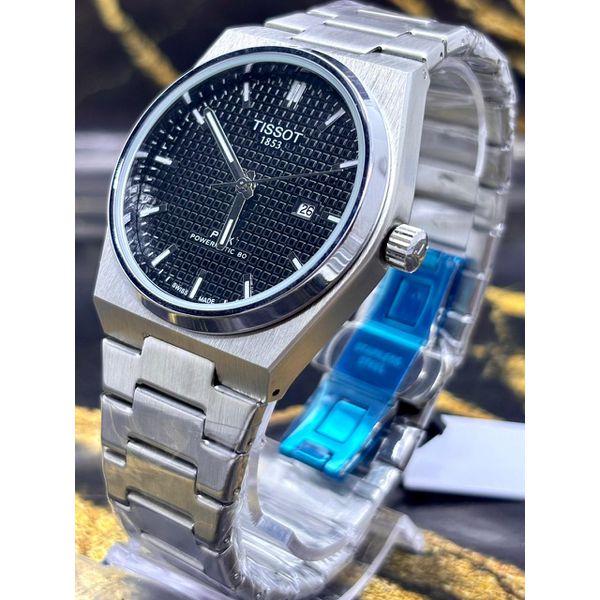 RELÓGIO TISSOT PRX 1853 TODO PRATA FUNDO PRETO