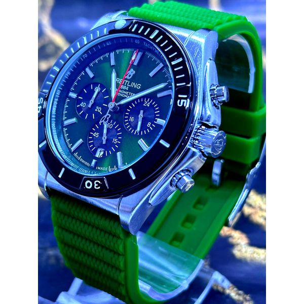 BREITILING 1884 PRATA COM PULSEIRA SILICONE VERDE