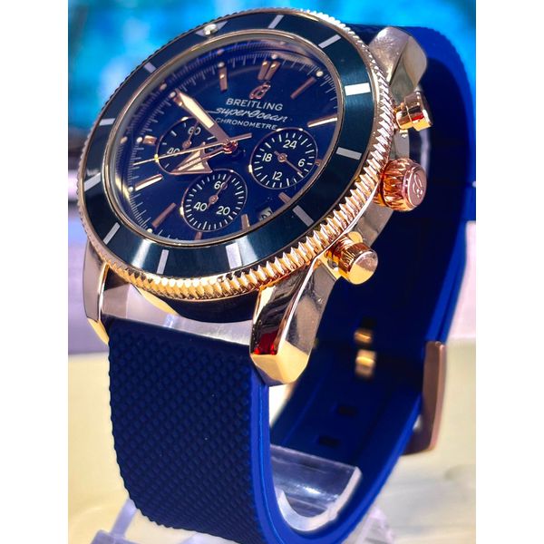 BREITILING SUPER OCEAN BRONZE COM PULSEIRA SILICONE AZUL