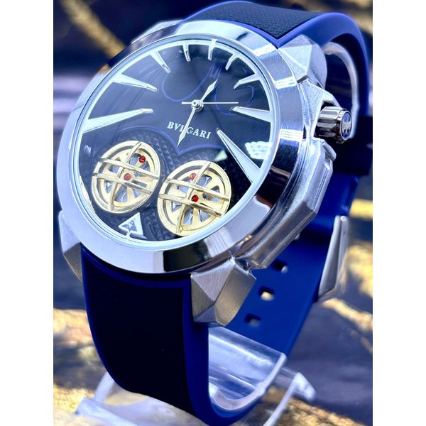 BVG BATMAN PRATA PULSEIRA PRETA DETALHES AZUL LINHA BANHADA