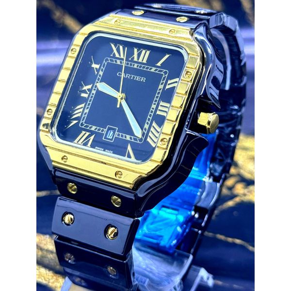 MODELO CARTIER UNISSEX TODO PRETO DETALHE DOURADO