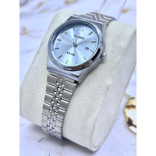 CASIO WR FEMININO REDONDO PRATA COM AZUL BEBÊ