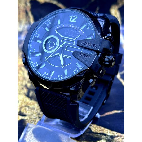 DIESEL 10 BAR TODO PRETO ALL BLACK PULSEIRA SILICONE