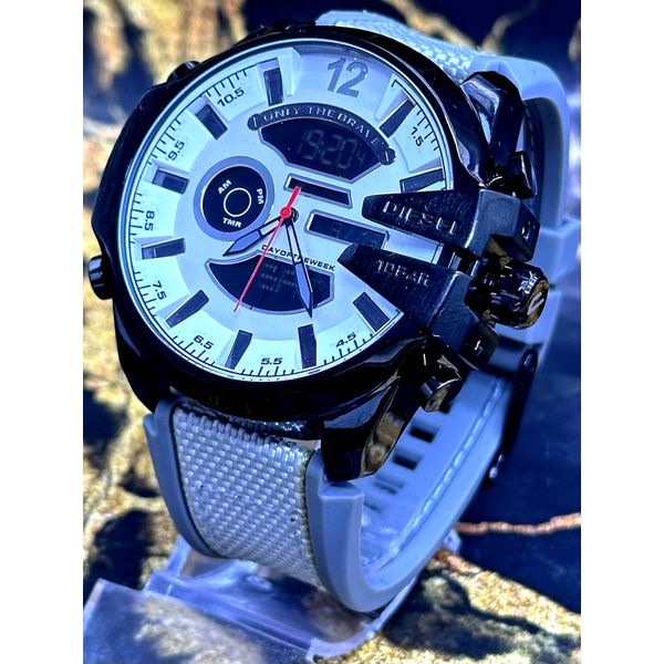 DIESEL 10 BAR PRETO COM PULSEIRA CINZA LINHA BANHADA