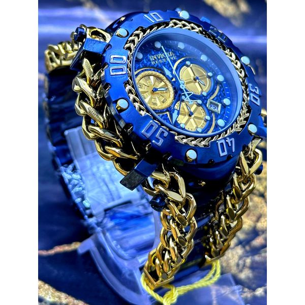 INVICTA GLADIADOR AZUL DETALHES DOURADO