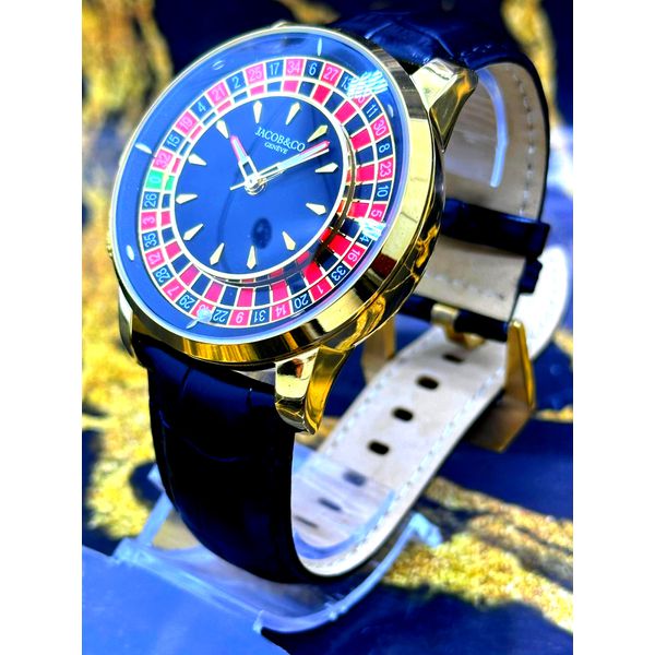 JACOB CASSINO DOURADO PULSEIRA PRETA PREMIUM