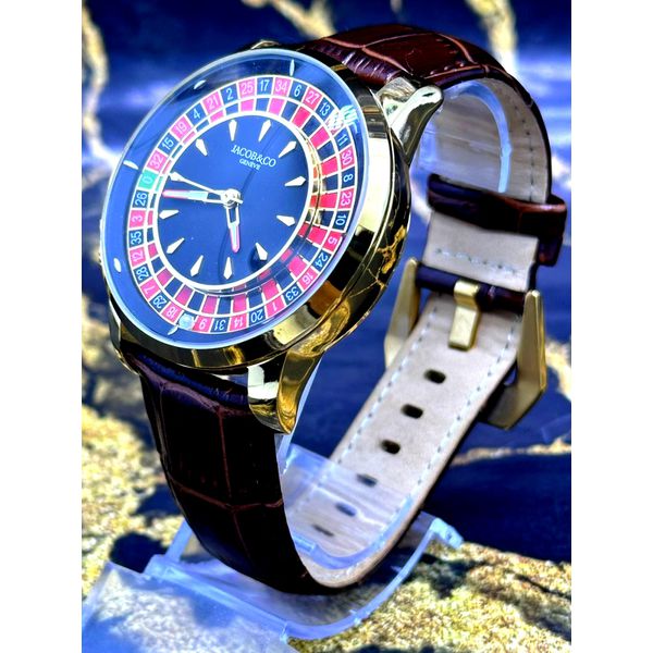 JACOB CASSINO DOURADO PULSEIRA MARROM PREMIUM