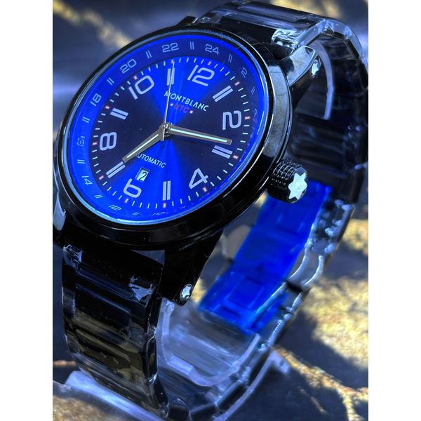 RELÓGIO MONT BLANC PRETO COM AZUL