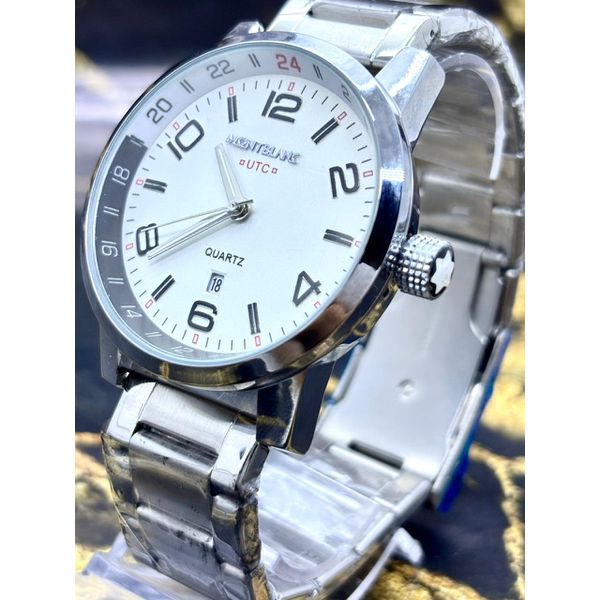 RELÓGIO MONT BLAN OUTCO PRATA FUNDO BRANCO