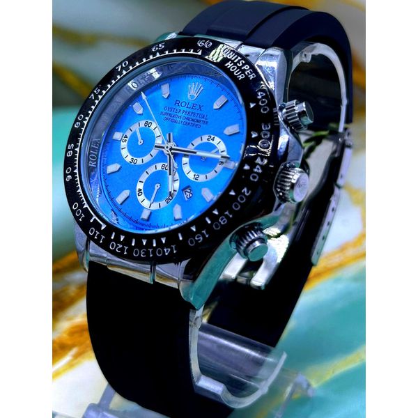 OYSTER PERPETUAL PATENT FUNDO AZUL PULSEIRA PRETA