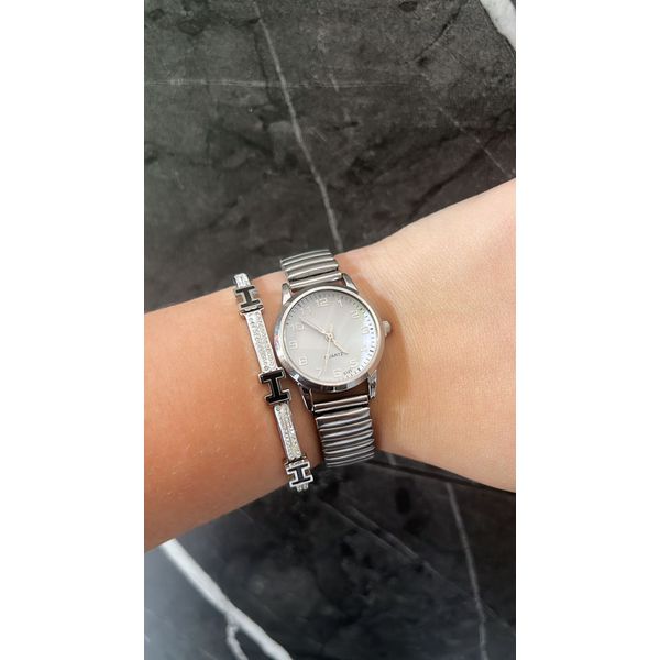 RELÓGIO FEMININO QUARTZ PRATA COM BRANCO