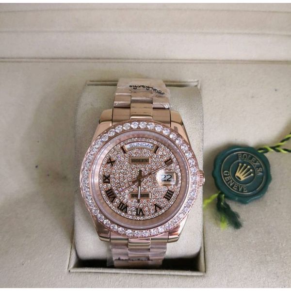 ROLEX FEMININO ROSÊ COM STRASS CRAVEJADO PREMIUM