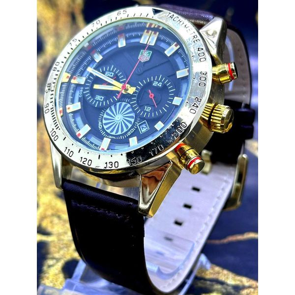 TAG HEUER DOURADO PULSEIRA COURO MARROM