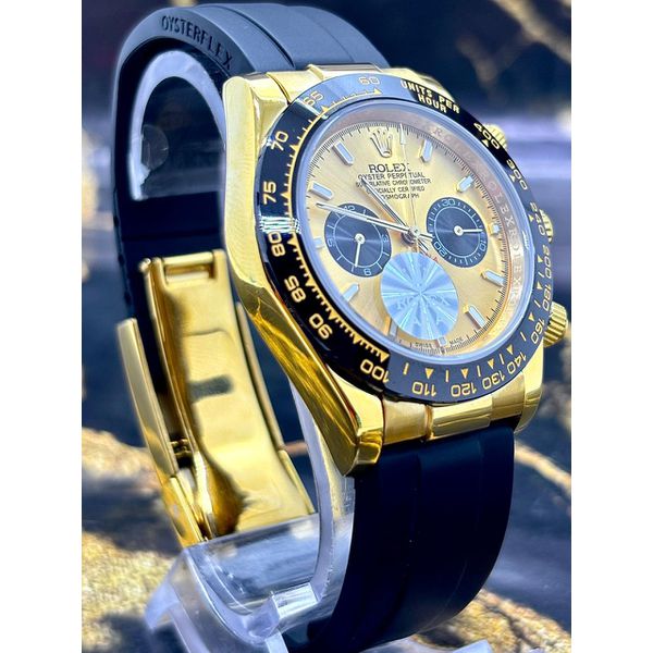 RLX DAYTONA PULSEIRA EMBORRACHADA PRETA CAIXARIA TODO DOURADO LINHA PREMIUM