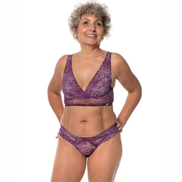 CALCINHA TRANSPARENTE TANGA TULE VINHO - ESTAMPADO