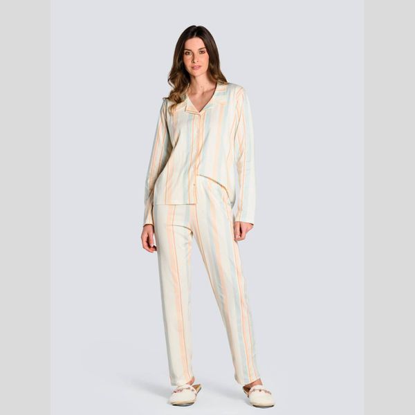 PIJAMA COM BOTÕES LISTRADO ALGODAO - LISTRADO
