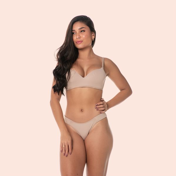 CALCINHA TANGA COM ESPUMINHA NA LATERAL - CHOCOLATE