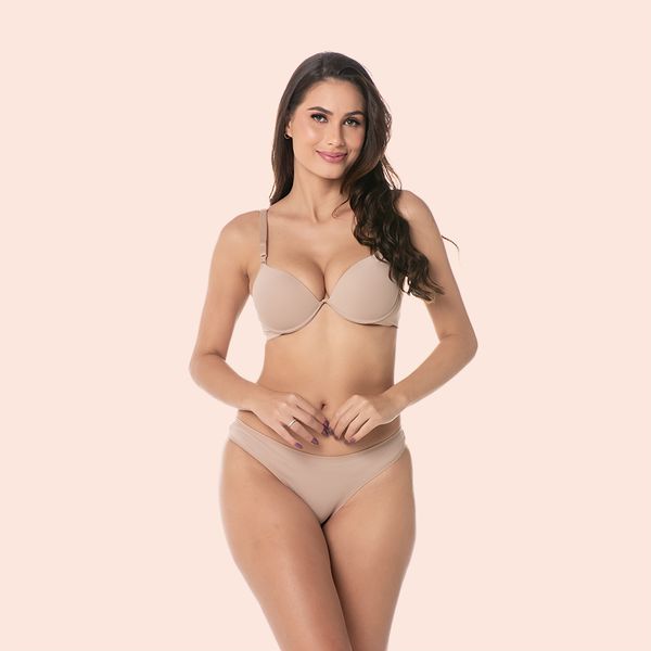SUTIÃ PUSH-UP COM BOJO E ARO INTEIRIÇO EM MICROFIBRA - CHOCOLATE