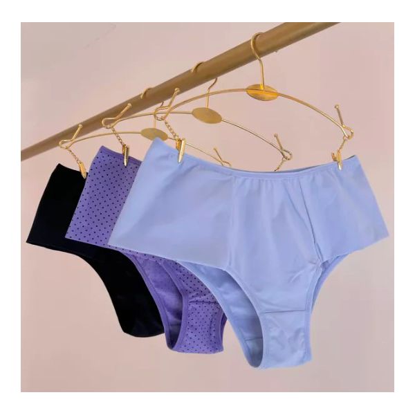 KIT CALCINHA MICROFIBRA HOT PANTS - COM 03 PEÇAS - PRETO/POA/FROZEN