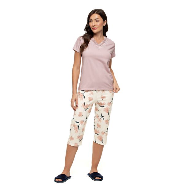 1901050 PIJAMA CAPRI ALGODAO PENTEADO - LILAS