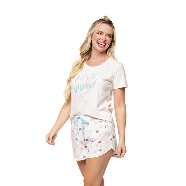 1901065 PIJAMA CORACAO ALGODAO CONVENCIONAL - OFF-WHITE