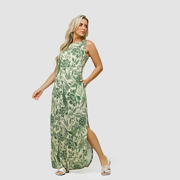 VESTIDO ESTAMPADO ARARAS VISCOSE - ESTAMPADO