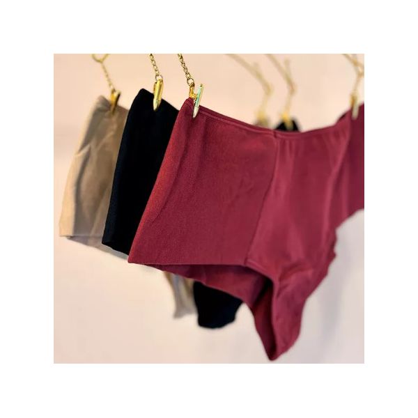 KIT CALCINHA CÓS ALTO FIO DUPLO HOT PANT ALGODÃO - COM 03 PEÇAS - PRETO/SENSUALE/CHOCOLATE