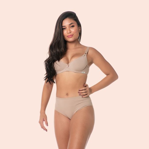 SUTIÃ CURVES SEM BOJO COM ARO MEIA TAÇA EM MICROFIBRA - CHOCOLATE