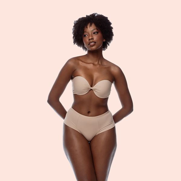 CALCINHA HOT PANT CÓS ALTO COM LATERAL DUPLA - CHOCOLATE