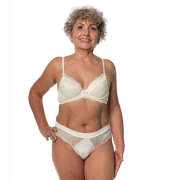 CALCINHA FIO DUPLO RENDA COM MICROFIBRA - PEROLA