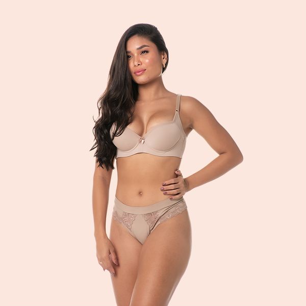 SUTIÃ REFORÇADO COM ALTA SUSTENTAÇÃO COM BOJO E ARO EM MICROFIBRA - CHOCOLATE