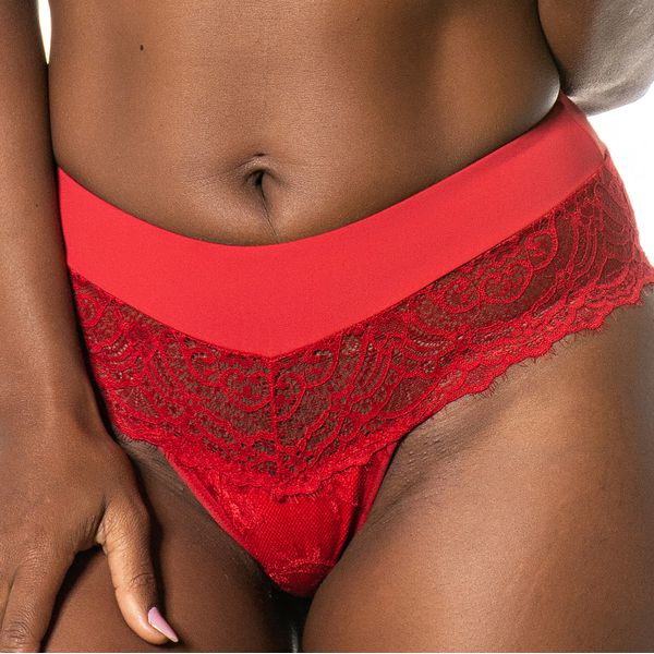 CALCINHA BRANCA RENDA E MICROFIBRA - RUBI