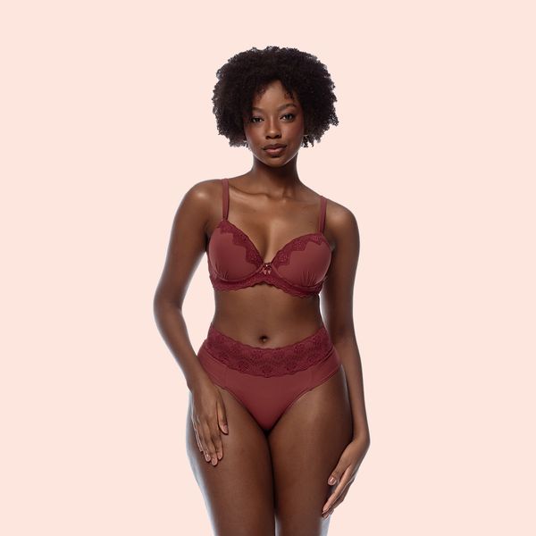 SUTIÃ MEIA TAÇA COM BOJO E ARO EM MICROFIBRA E RENDA - SENSUALE